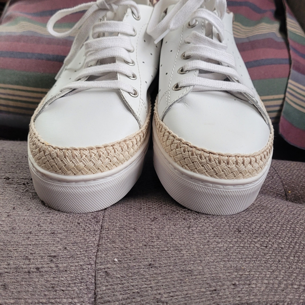 Women's White and Tan Espadrille Sneakers - Picture 2 of 5